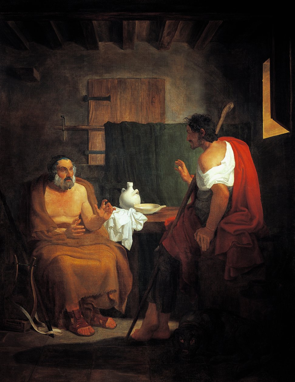 Homero Cego (cerca do século VIII-7 a.C.) na casa do pastor Glauco de Tommaso Minardi