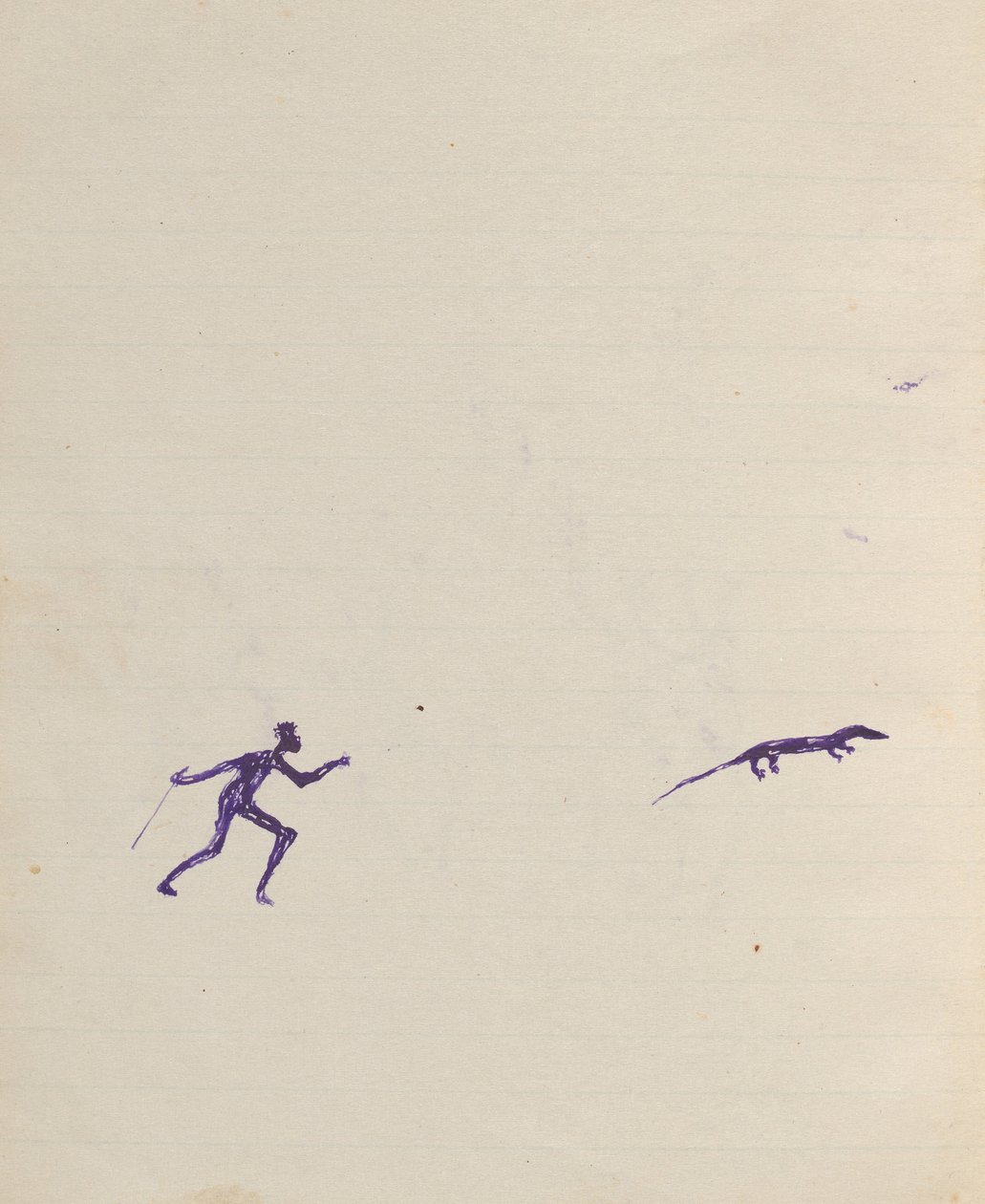 Kwatkwat people - (Aborígene hunting goanna) Sketchbook principalmente de atividades de aborígenes e brancos de Tommy McRae
