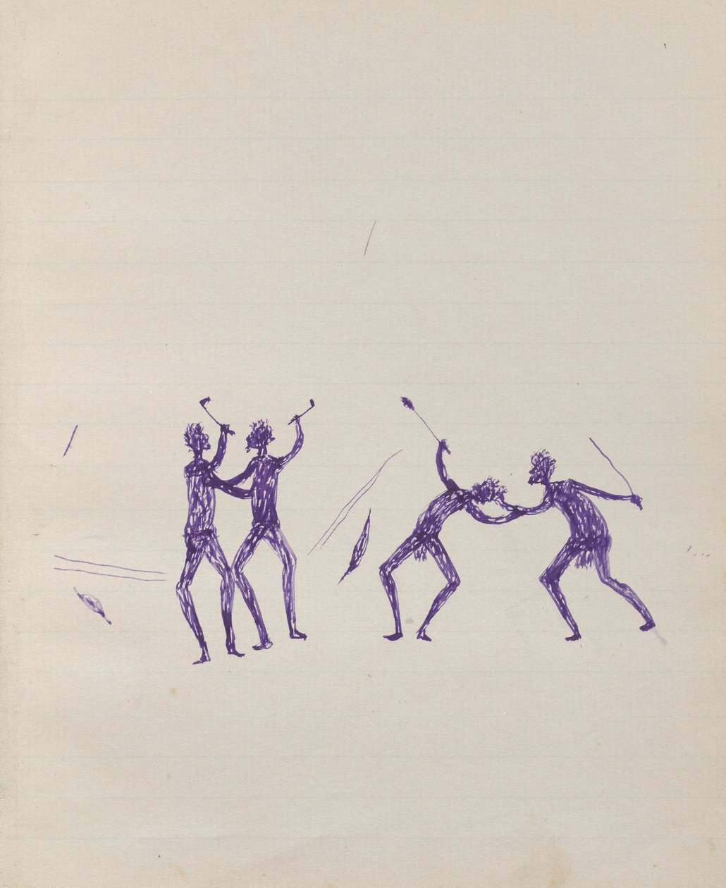 Kwatkwat people - (Aborígenes lutando) Sketchbook principalmente de atividades de aborígenes e brancos de Tommy McRae