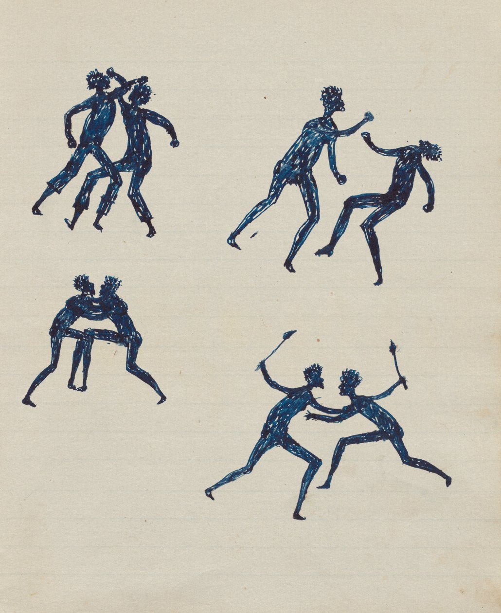 Kwatkwat people - (Aborígenes lutando) Sketchbook principalmente de atividades de aborígenes e brancos de Tommy McRae