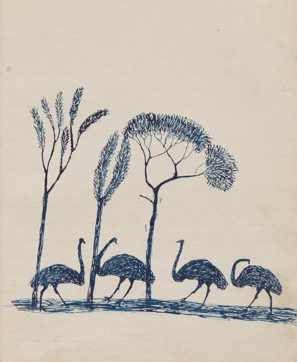 Kwatkwat people - (Emus) Sketchbook principalmente de atividades de aborígenes e brancos de Tommy McRae
