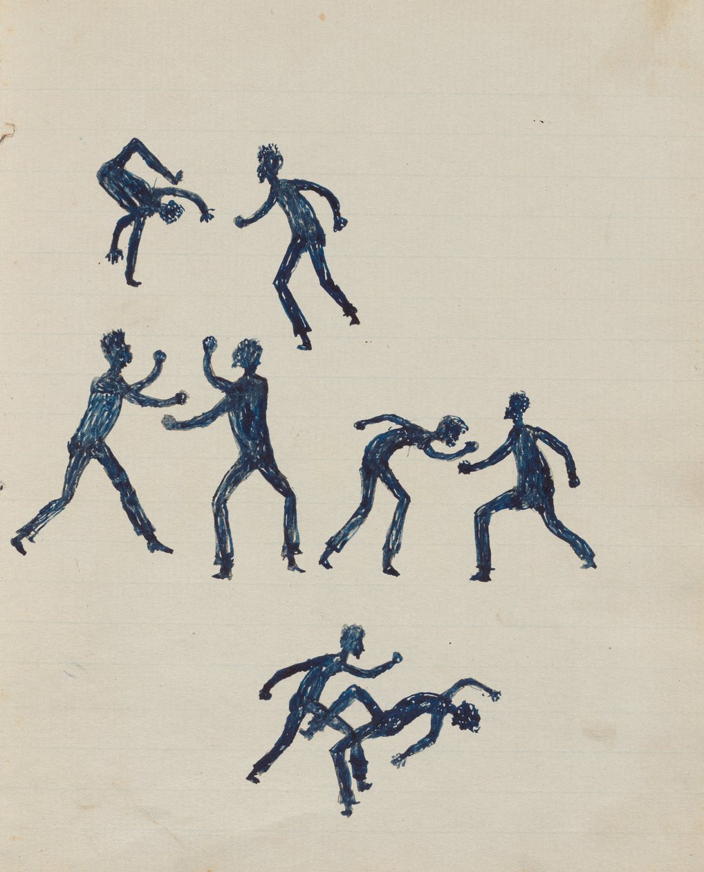 Kwatkwat people - (Homens boxe) Sketchbook principalmente de atividades de aborígenes e brancos de Tommy McRae