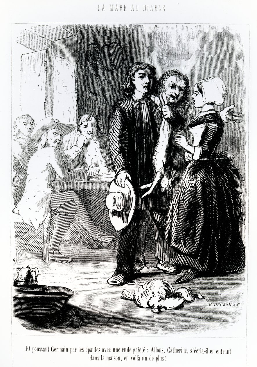 Ilustração de &39;The Devil&39;s Pool&39;, de George Sand, 1851 de Tony Johannot