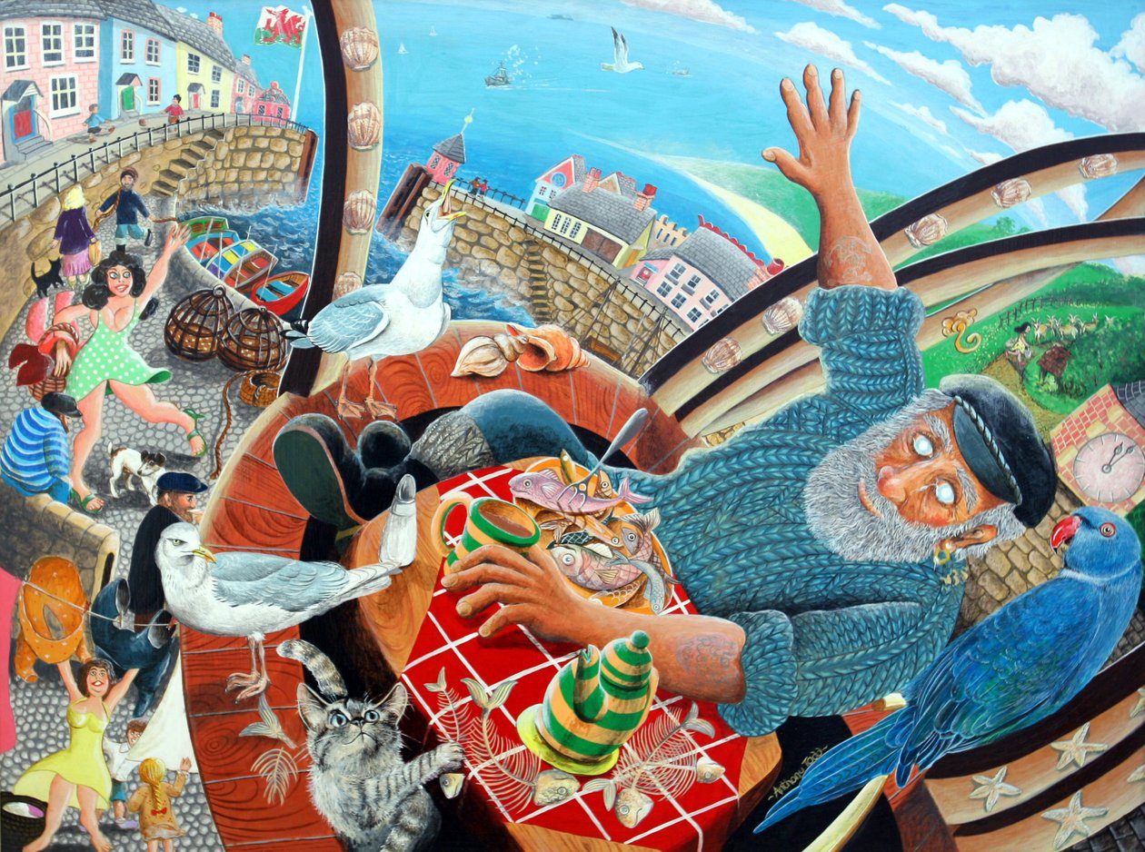 Capitão Cat vê cegamente a vida da aldeia, 2005 (acrílico no painel) de Tony Todd