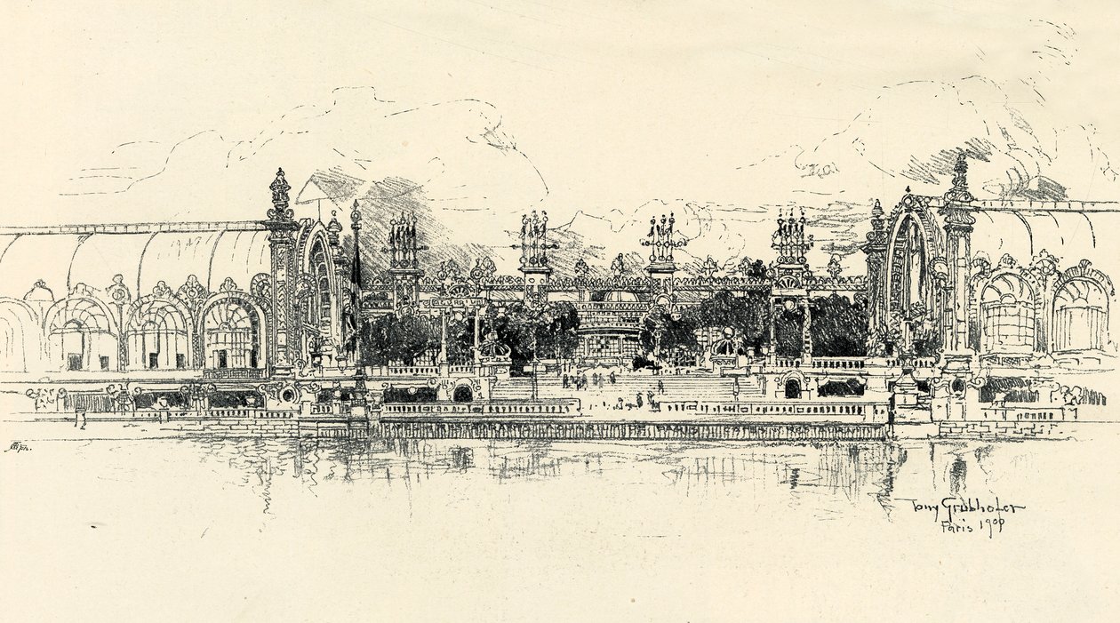 Os pavilhões de horticultura e silvicultura por Tony Grubhofer, 1900. de Tony Grubhofer