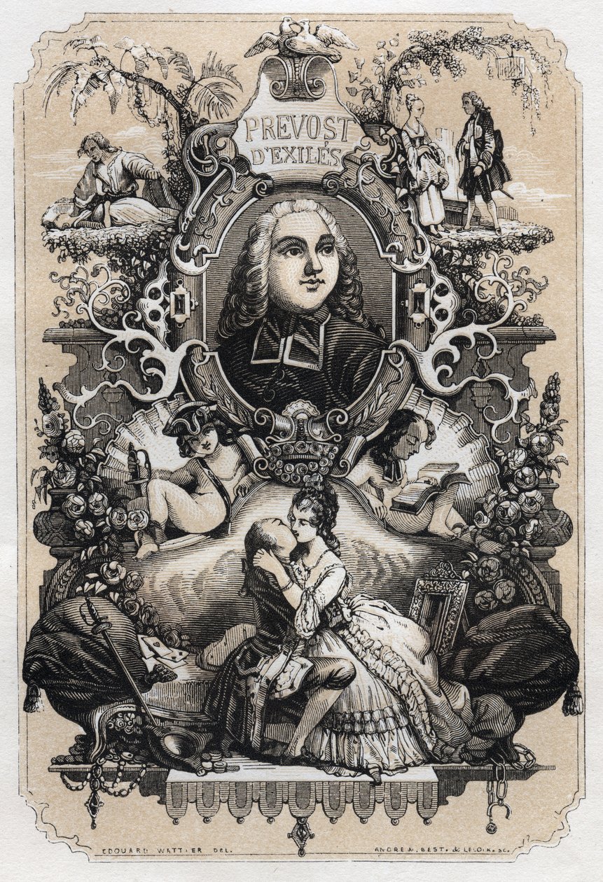 Frontispício de "Histoire de Manon Lescaut et du Chevalier Des Grieux" de Abbe Prevost (Antoine Francois Prevost) (1697-1763) - Edição de 1839 ilustrada por Tony Johannot (1803-1852) de Tony Johannot