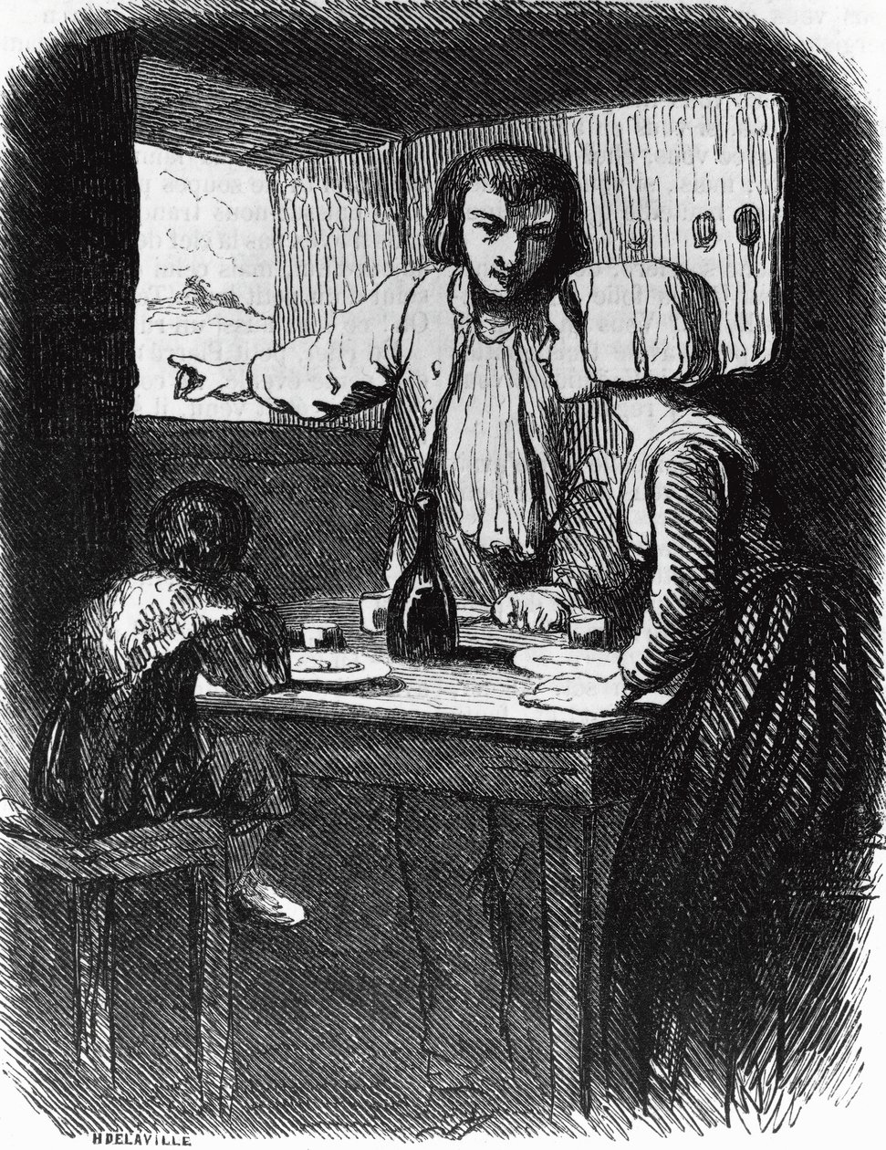 Ilustração para La Mare au Diable, romance de George Sand (1804-1876), gravura de Henri Delaville (activo em meados do século XIX) após desenho de Tony Johannot (1803-1852) de Tony Johannot