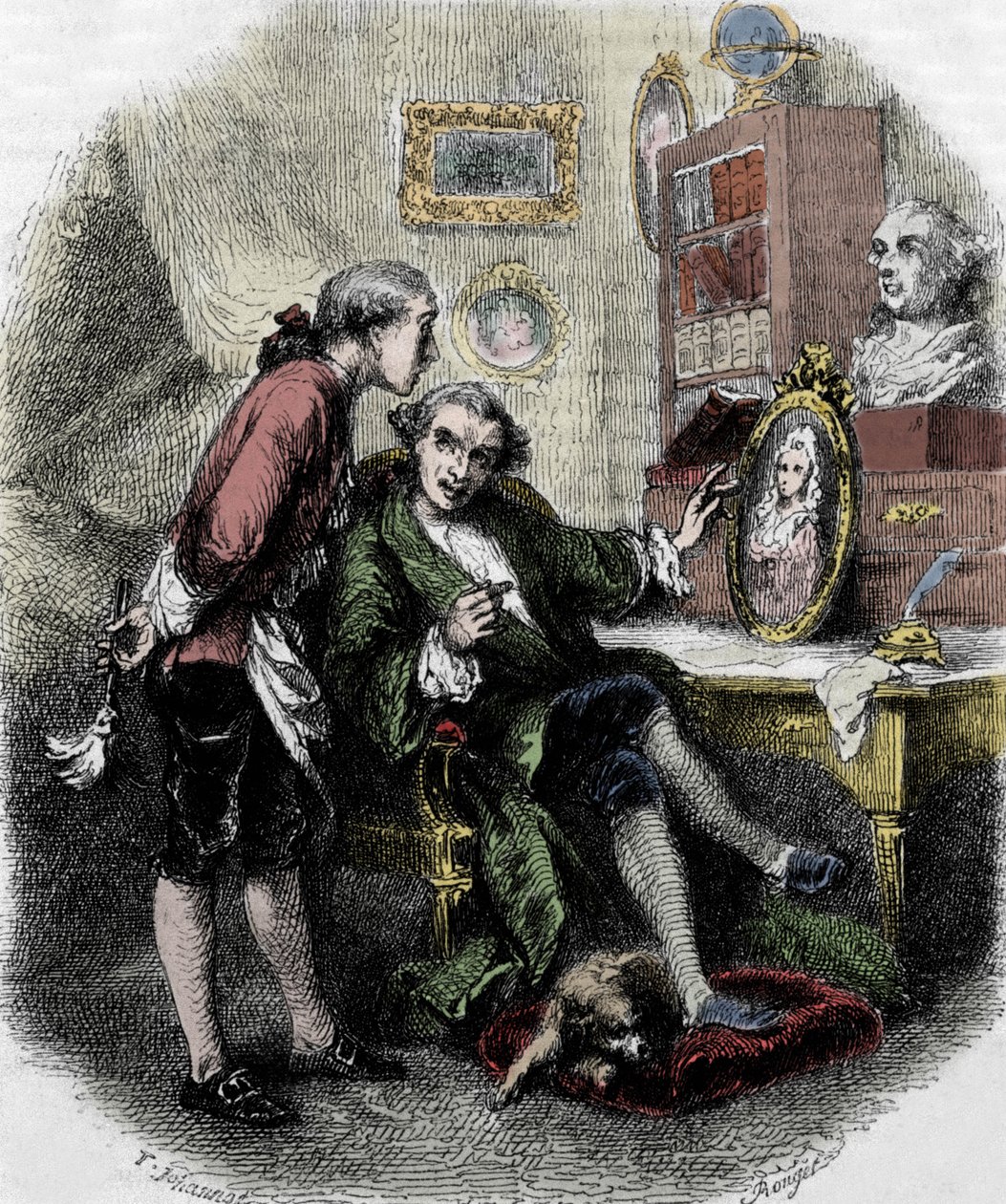 Ilustração de "Journey around my room" (1794) de Xavier de Maistre. Ilustração de Tony Johannot de Tony Johannot