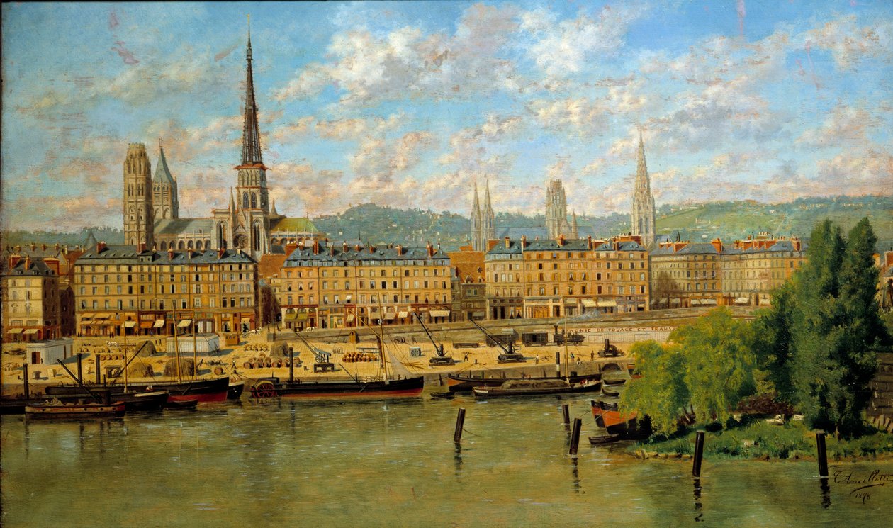 Le port de Rouen Painting by Torello Ancillotti (1843-1899) 1878 Sun. 0,36x0,62 m Rouen, musee des Beaux Arts - O Porto de Rouen. Pintura de Torello Ancillotti (1843-1899) de Torello Ancillotti