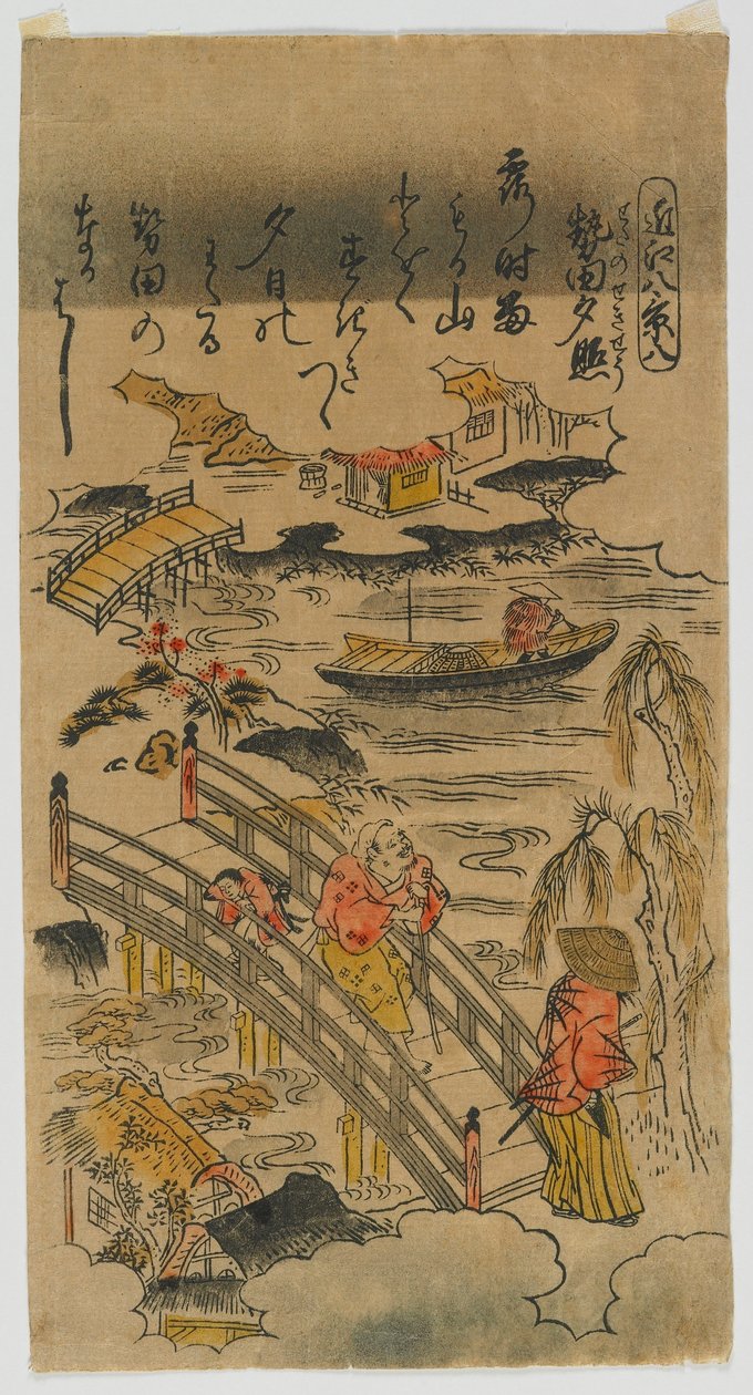 Oito visões de Omi (nº 8) período Edo, final dos anos 1720 ou início dos anos 1730 (impressão em xilogravura colorida) de Torii Kiyomasu II