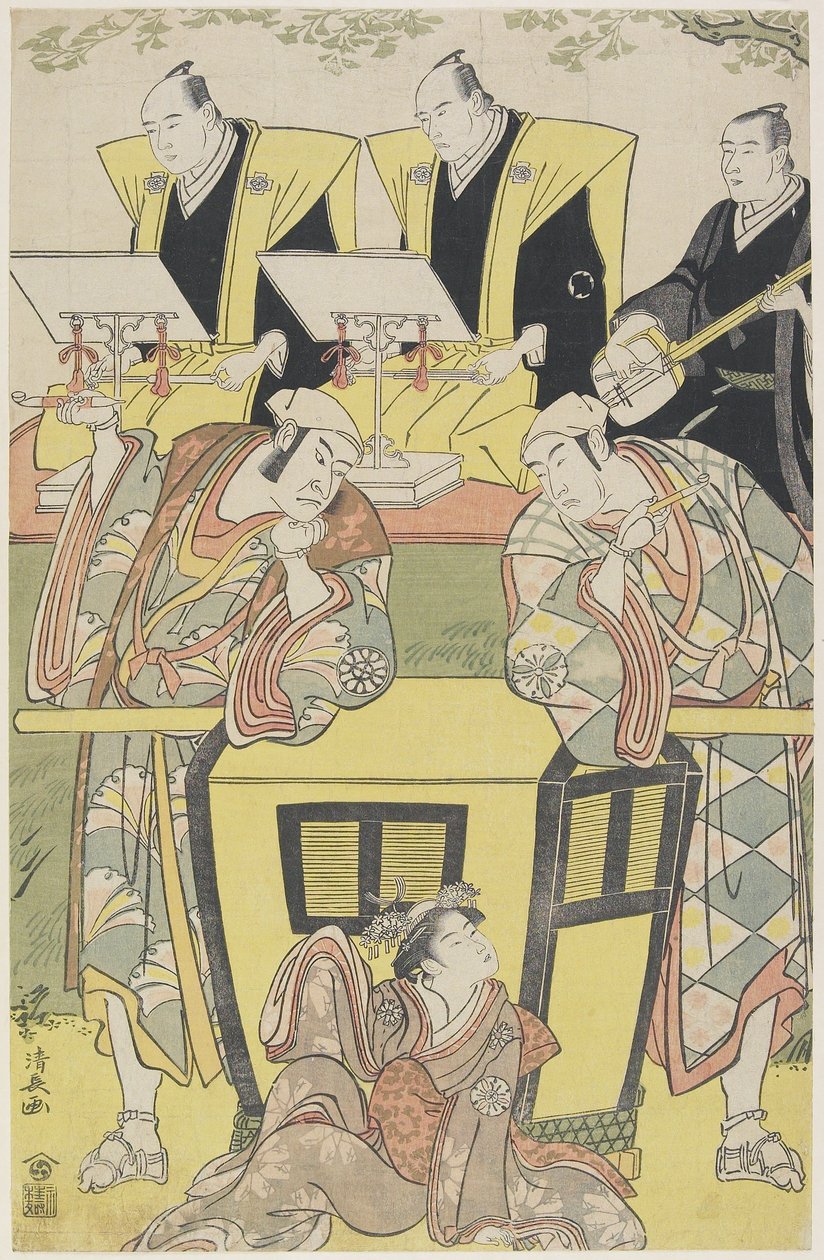 (Cena do Shosa Modori kago iro ni aikata), 1788 de Torii Kiyonaga