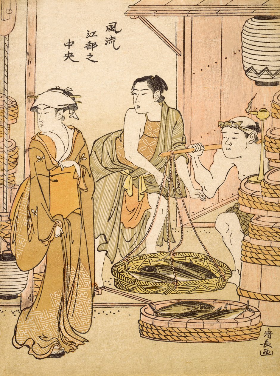 Peixaria, pub.c1780 de Torii Kiyonaga