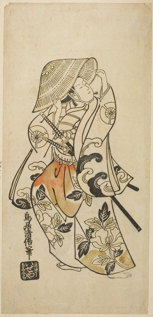 O ator Tamazawa Saijiro em um papel não identificado de Torii Kiyomasu II