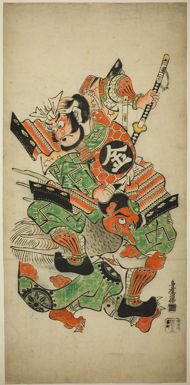 Sakata Kintoki W descansando g com um tengu de Torii Kiyomasu I