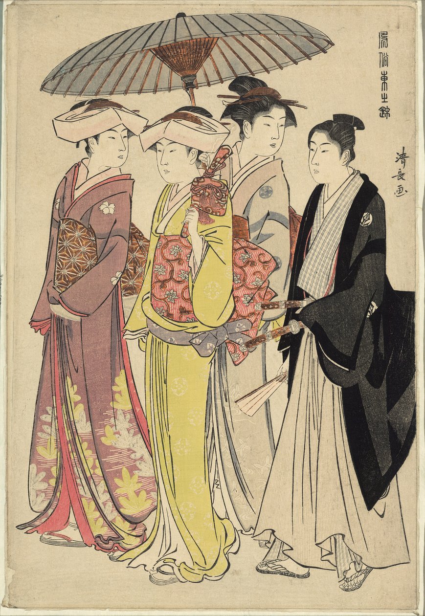 A Lady with Three Servants, da série "A Brocade of Eastern Manners (Fuzoku Azuma no nishiki)" de Torii Kiyonaga