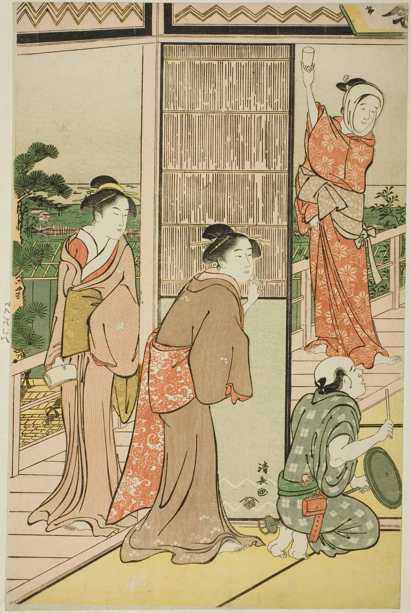 Uma festa nos bairros de prazer de Shinagawa de Torii Kiyonaga