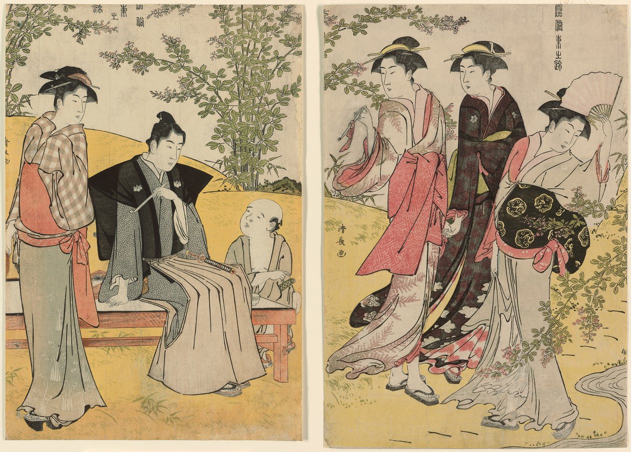 Um passeio em Hagidera, da série "A Brocade of Eastern Manners (Fuzoku Azuma no nishiki)" de Torii Kiyonaga