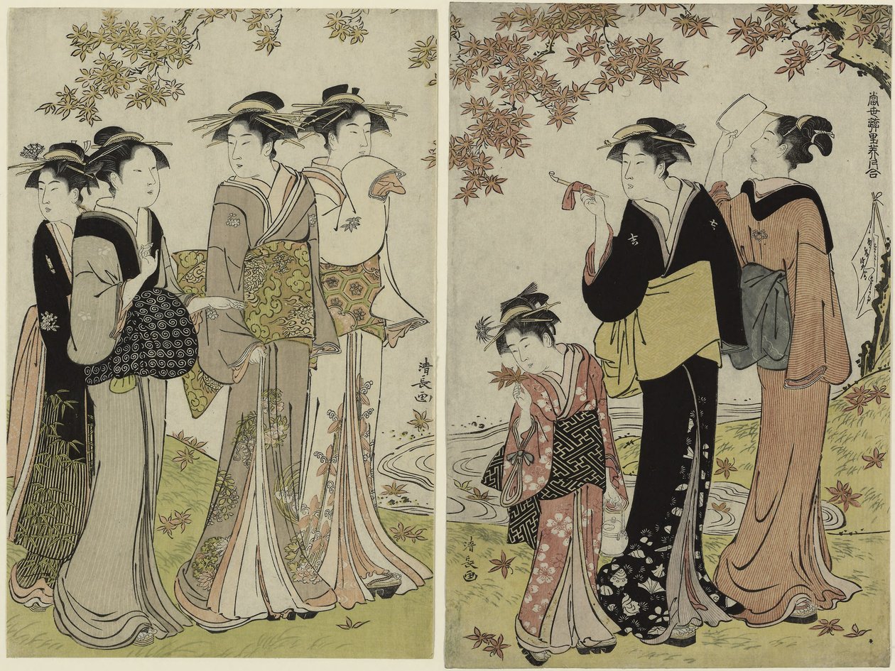 Beauties Under a Maple Tree, da série "A Collection of Contemporary Beauties of the Pleasure Quarters de Torii Kiyonaga