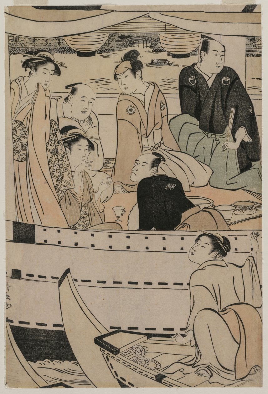 Passeio de barco no rio Sumida de Torii Kiyonaga