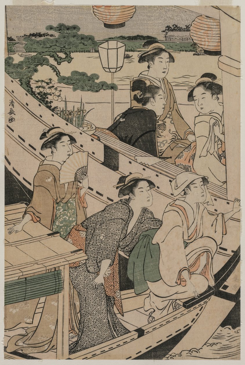 Festa náutica no rio Sumida, 1789. de Torii Kiyonaga