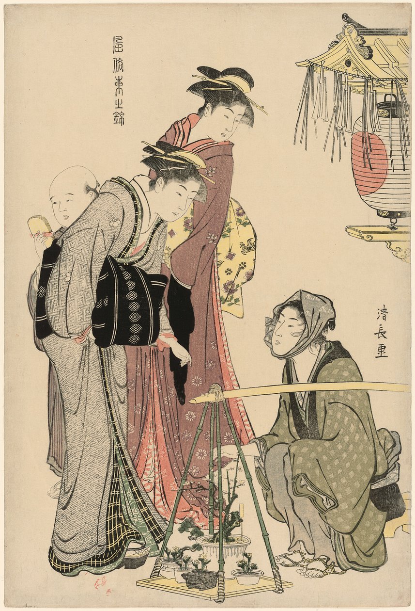 Comprando Vasos de Plantas, da série "A Brocade of Eastern Manners (Fuzoku Azuma no nishiki)" de Torii Kiyonaga