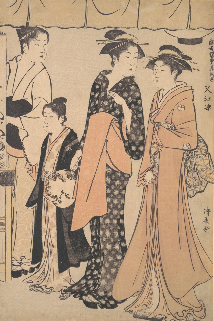 Refrescando-se em Nakazu, 1782. de Torii Kiyonaga