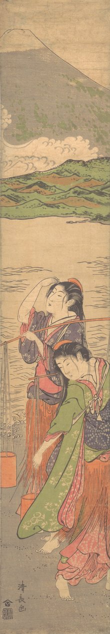 Dança das Donzelas da Praia, final do século XVIII. de Torii Kiyonaga