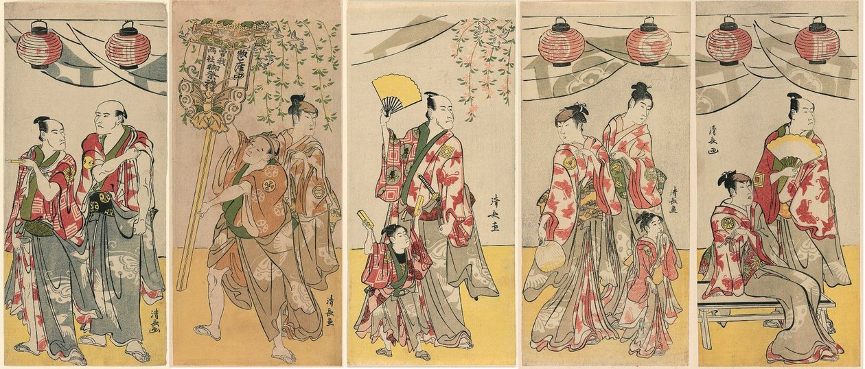 Onze Atores Celebrando o Festival do Santuário dos Irmãos Soga de Torii Kiyonaga
