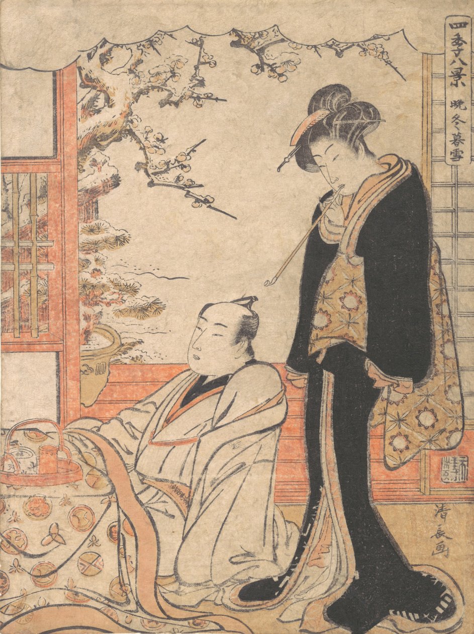 Noite de neve em Banto, ca. 1779. de Torii Kiyonaga