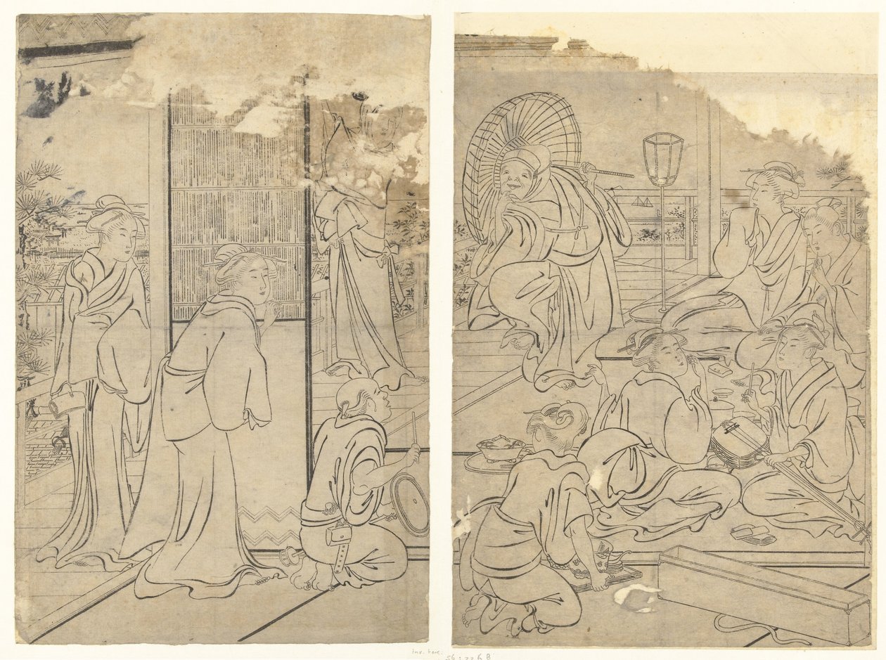 Festa na casa de chá Komeikan de Torii Kiyonaga
