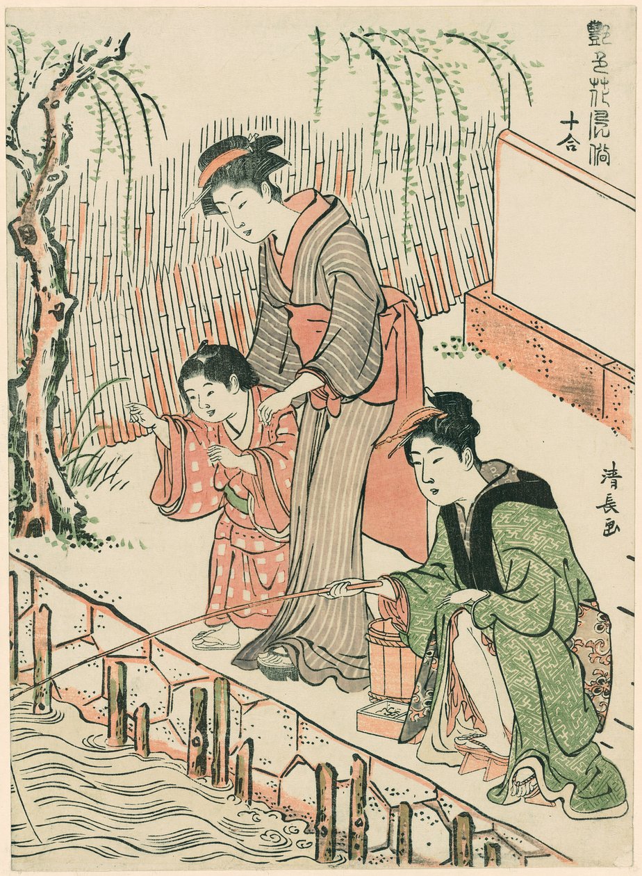 Fishing, da série "A Set of Ten Beauties in Flowerlike Styles (Enshoku hana fuzoku ju awase)" de Torii Kiyonaga