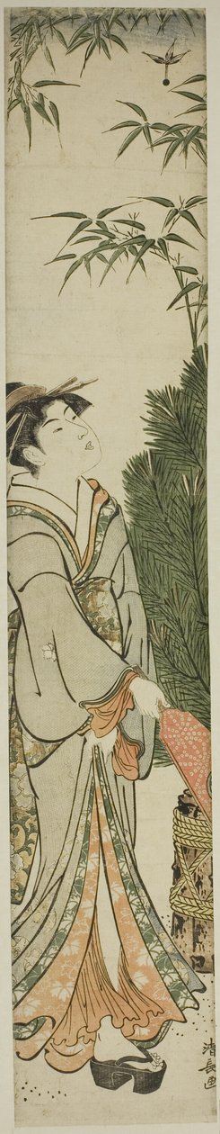 Gueixa Jogando Battledore e Peteca de Torii Kiyonaga