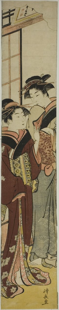 Gueixa a falar com a sua criada de Torii Kiyonaga
