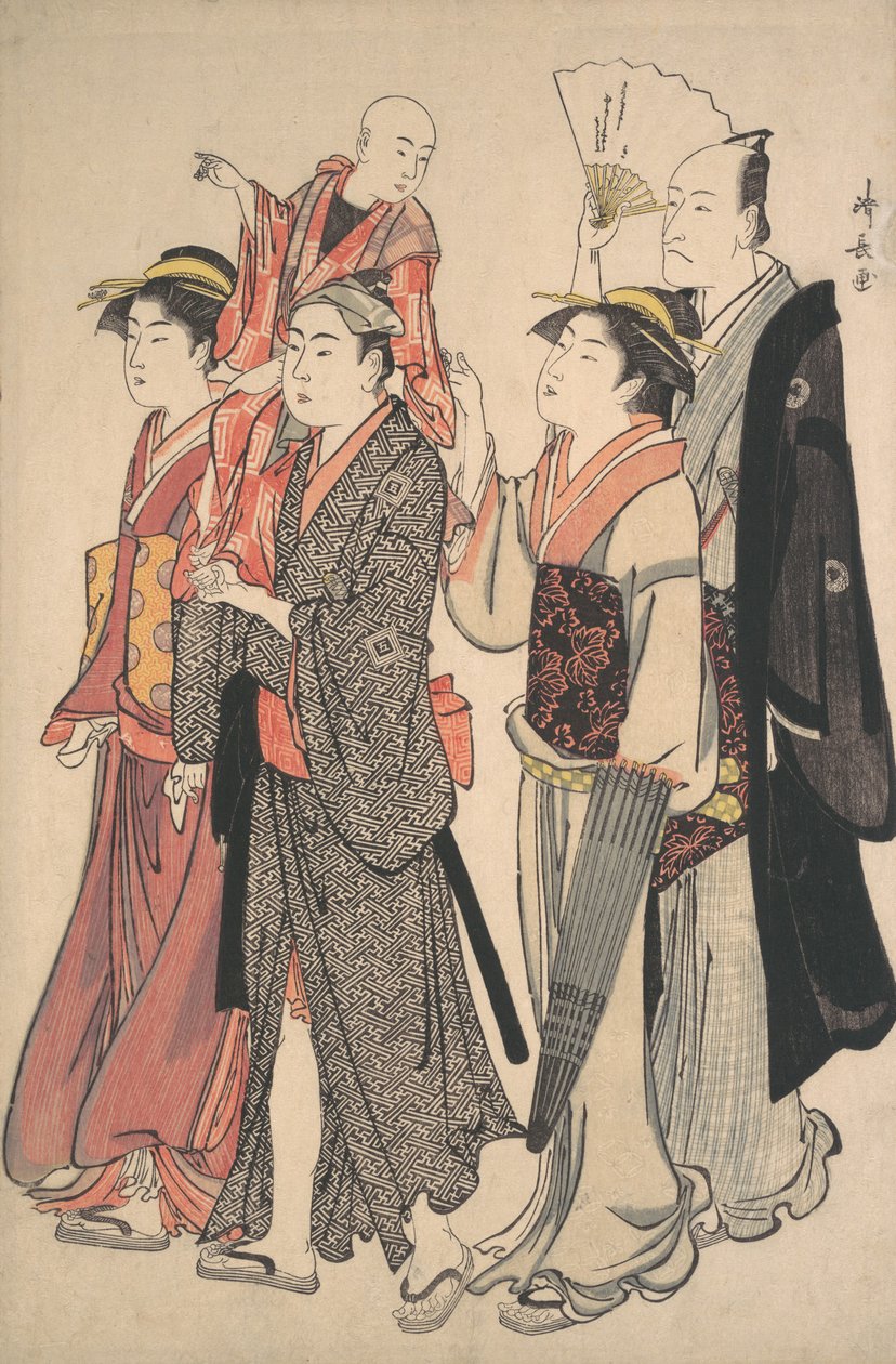 Ichikawa Danjuro V e sua família, 1782. de Torii Kiyonaga