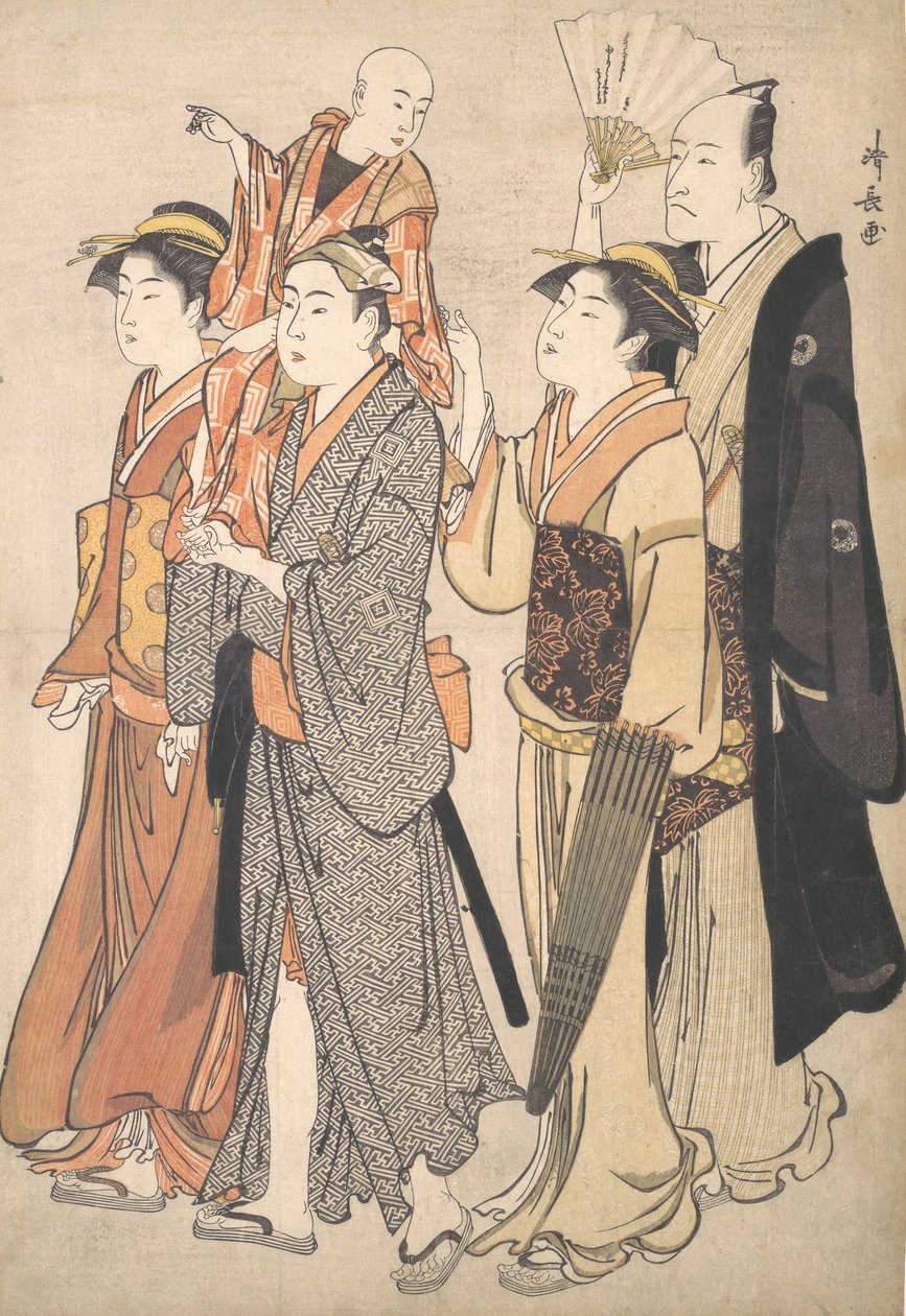 Ichikawa Danjuro V e sua família, 1782. de Torii Kiyonaga