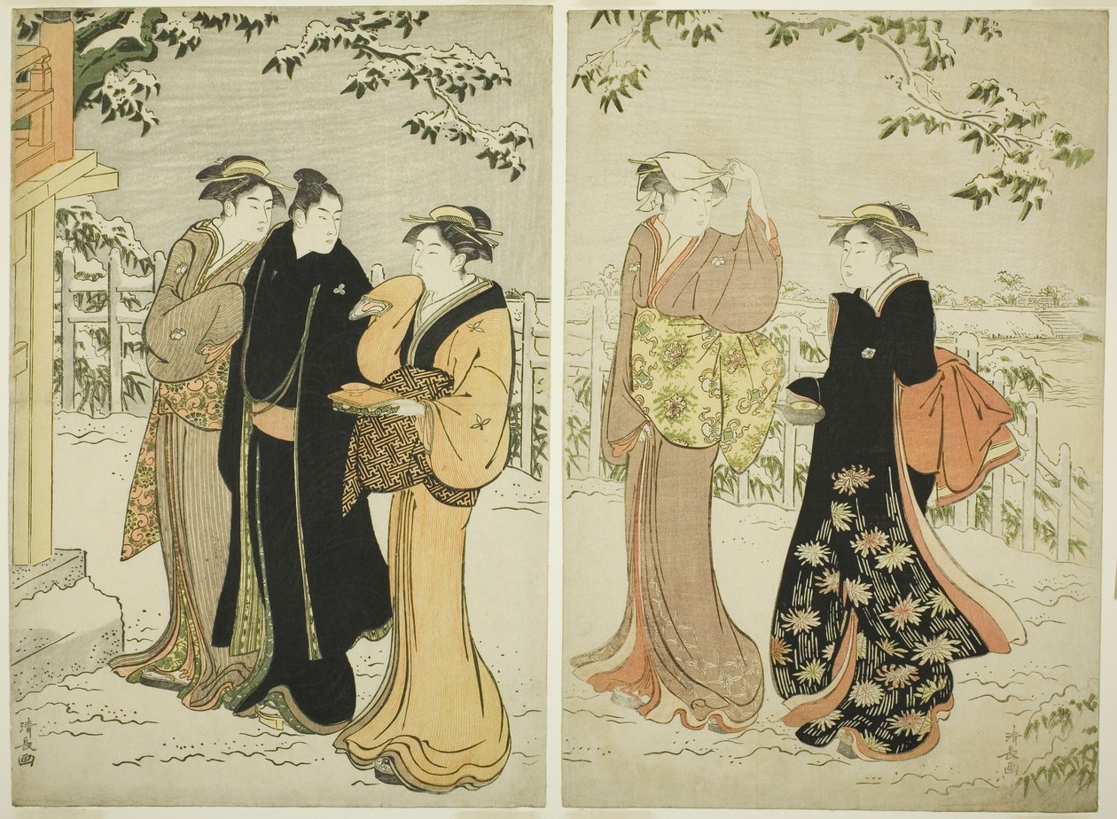 Matsuchi Hill após a queda de neve de Torii Kiyonaga