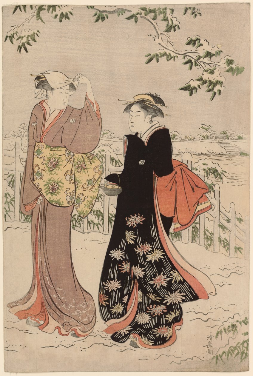 Matsuchi Hill após a queda de neve de Torii Kiyonaga