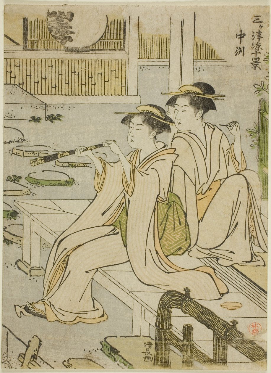 Nakasu, da série "Dez cenas de diversão nas três cidades (Sangatsu ryo jikkei)" de Torii Kiyonaga