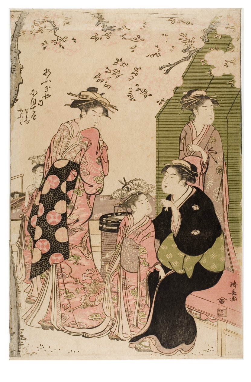 Nioteru do bordel Ogiya da série Courtesans Viewing Cherry Blossoms de Torii Kiyonaga