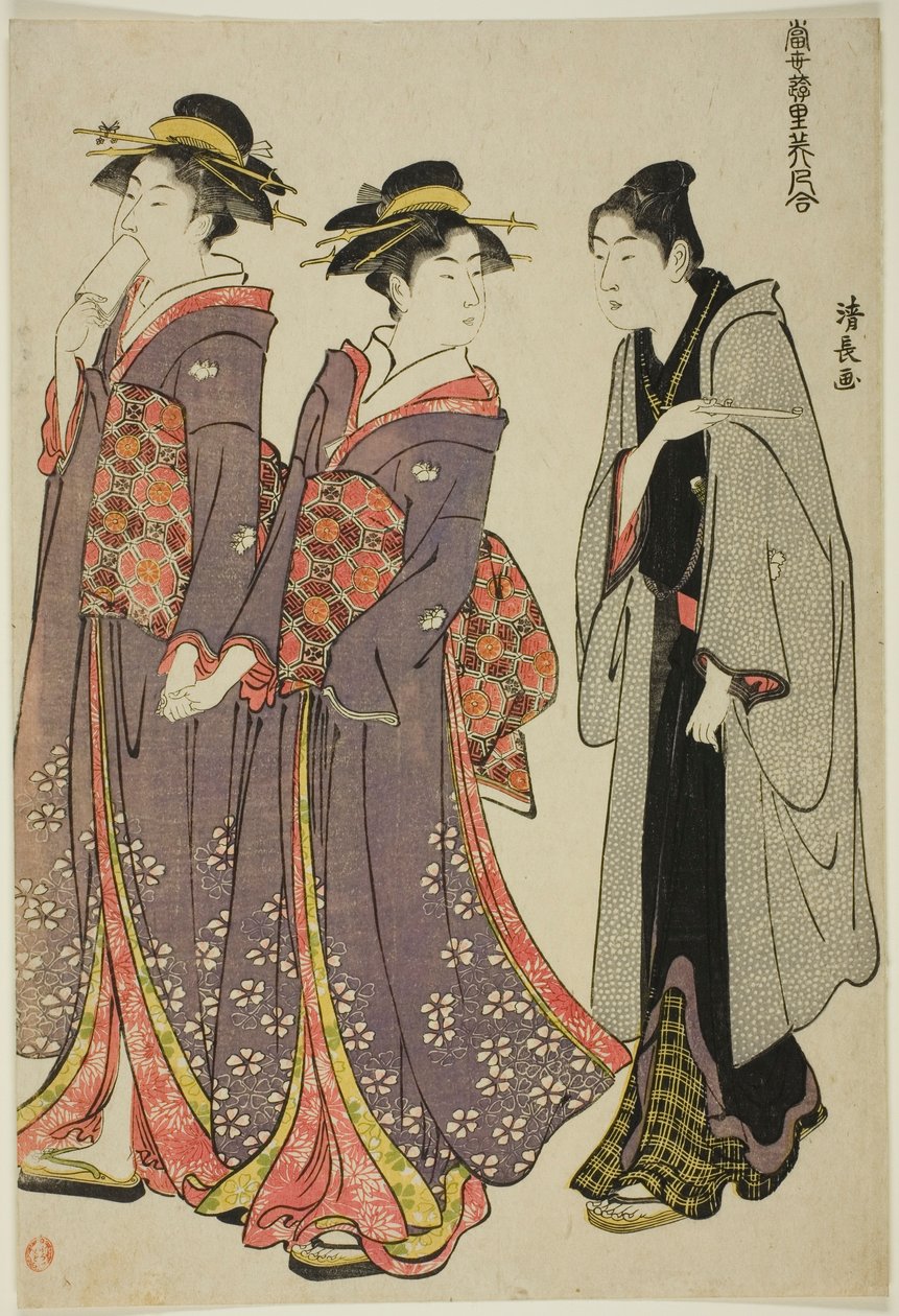 Out for a Walk, da série "A Collection of Contemporary Beauties of the Pleasure Quarters (Tosei yuri bijin awase)" de Torii Kiyonaga