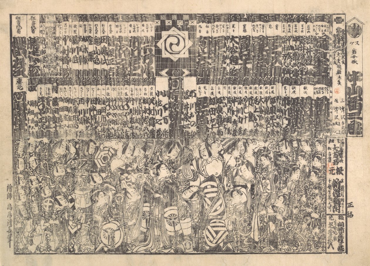 Programa para o Teatro Kawarazaki, ca. 1800. de Torii Kiyonaga