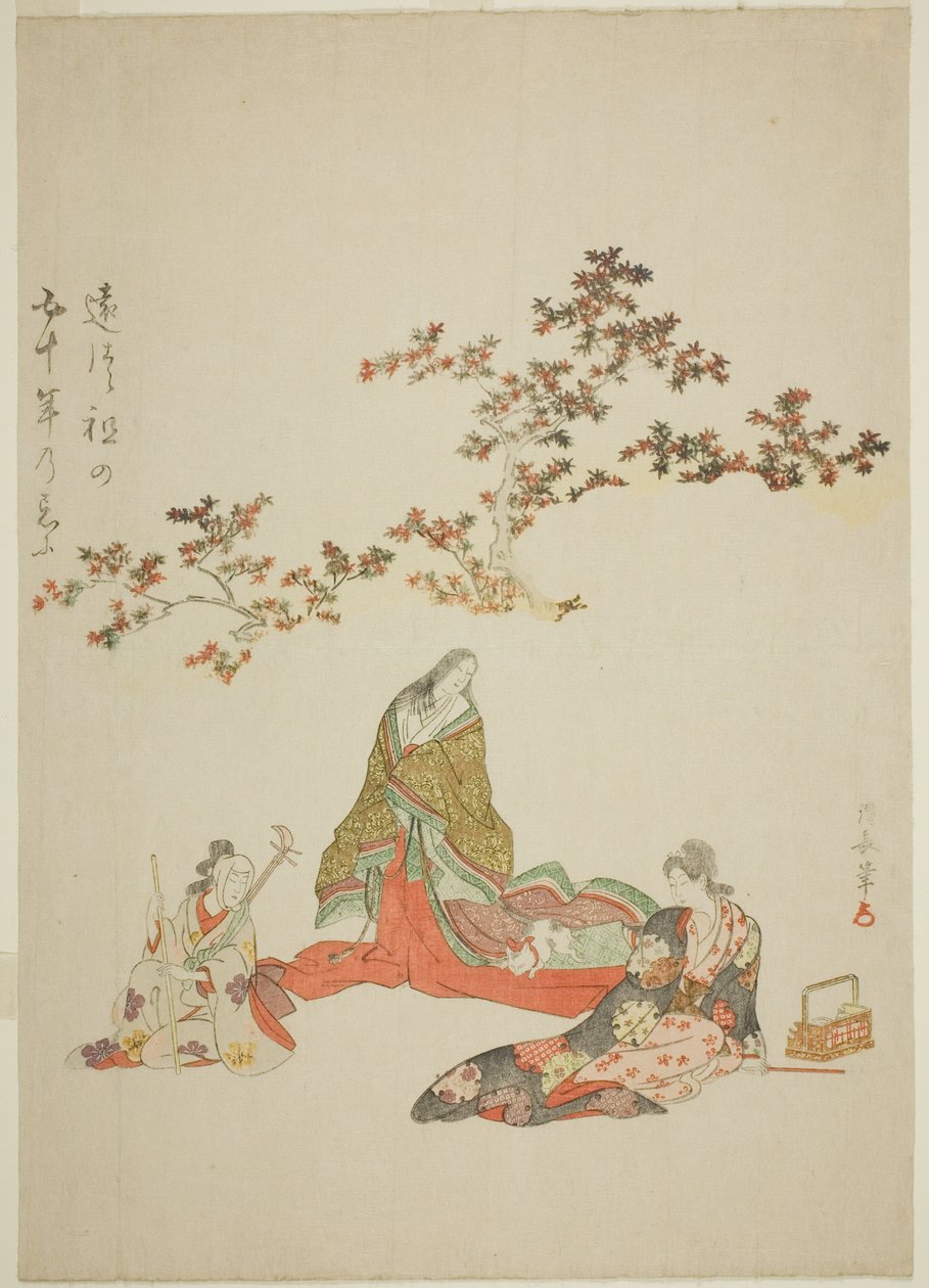 Surimono comemorando o 50º aniversário da morte do ator Iwai Hanshiro III de Torii Kiyonaga