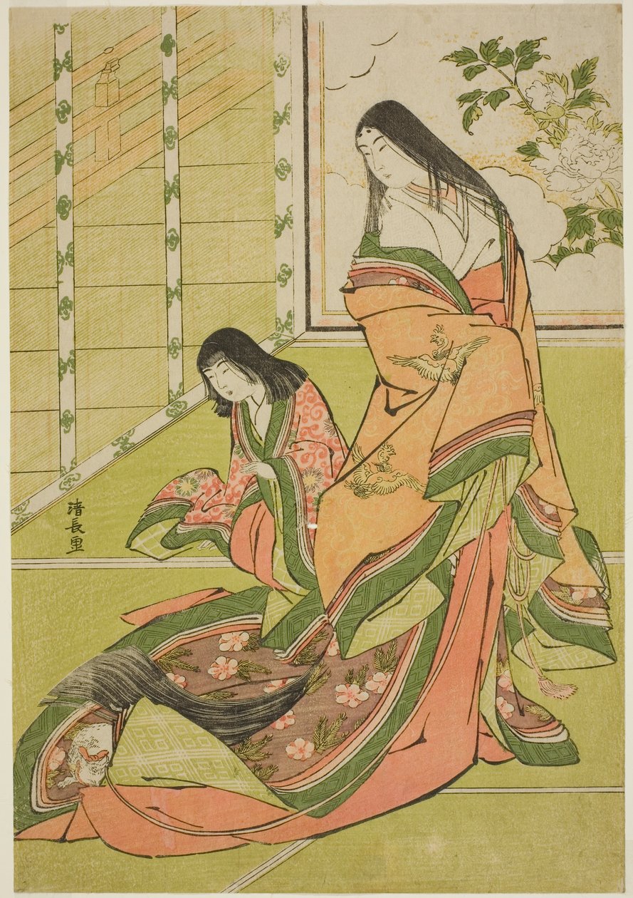 The Third Princess and Her Kitten, de uma série sem título de damas da corte de Torii Kiyonaga