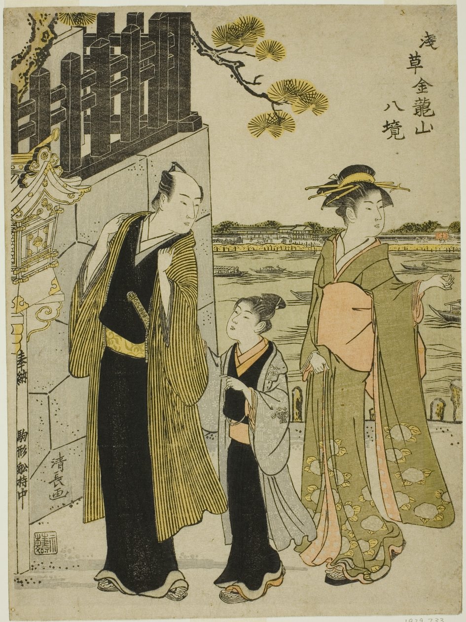 The View from Komagata Hall, da série "Eight Precincts of Kinryuzan Temple in Asakusa (Asakusa Kinruzan hakkei)" de Torii Kiyonaga
