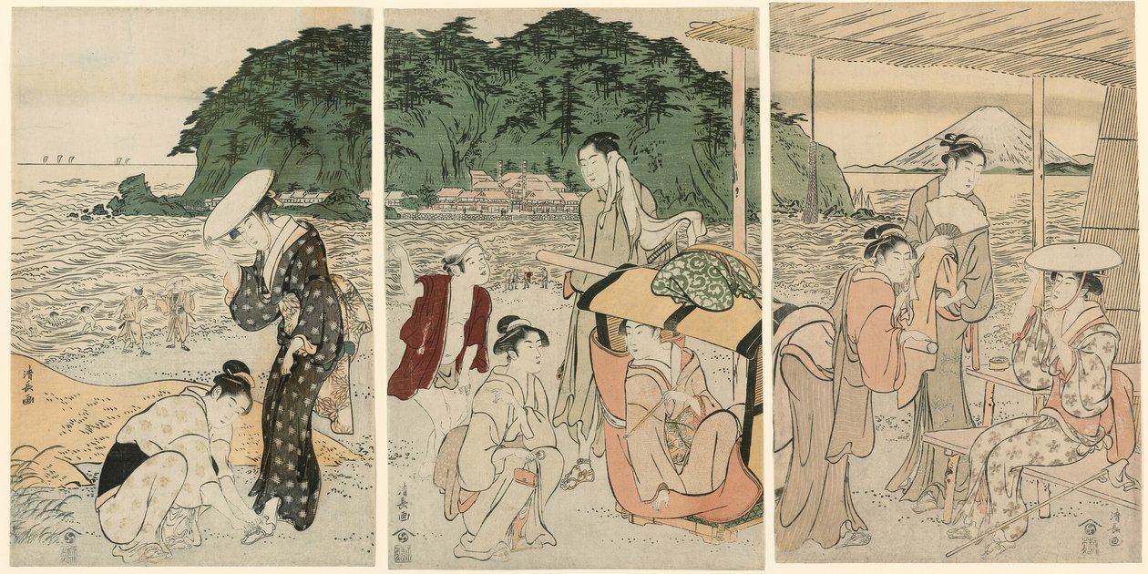 Visitantes de Enoshima de Torii Kiyonaga