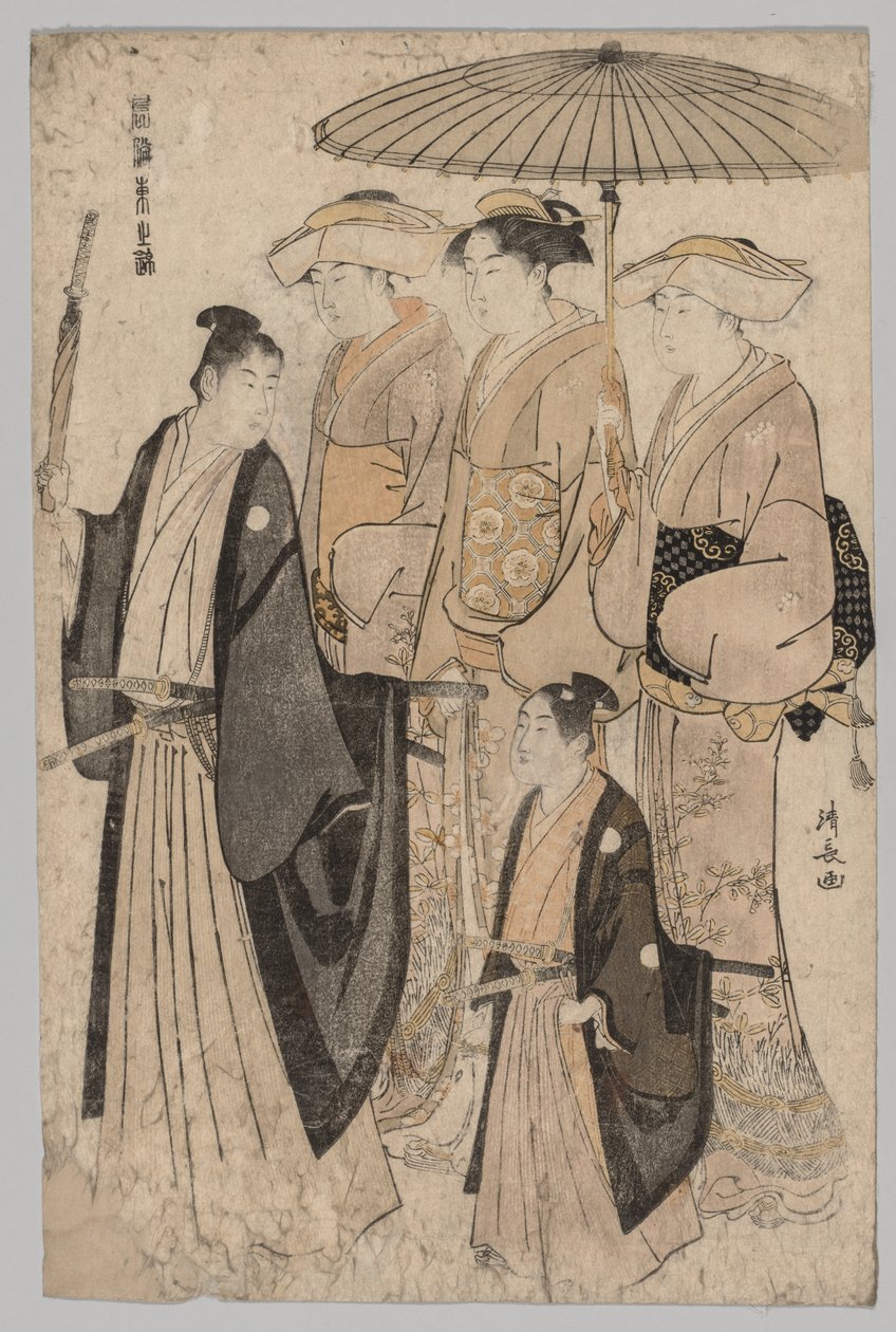 Mulher de Yoshiwara e assistentes, 1752-1815. de Torii Kiyonaga