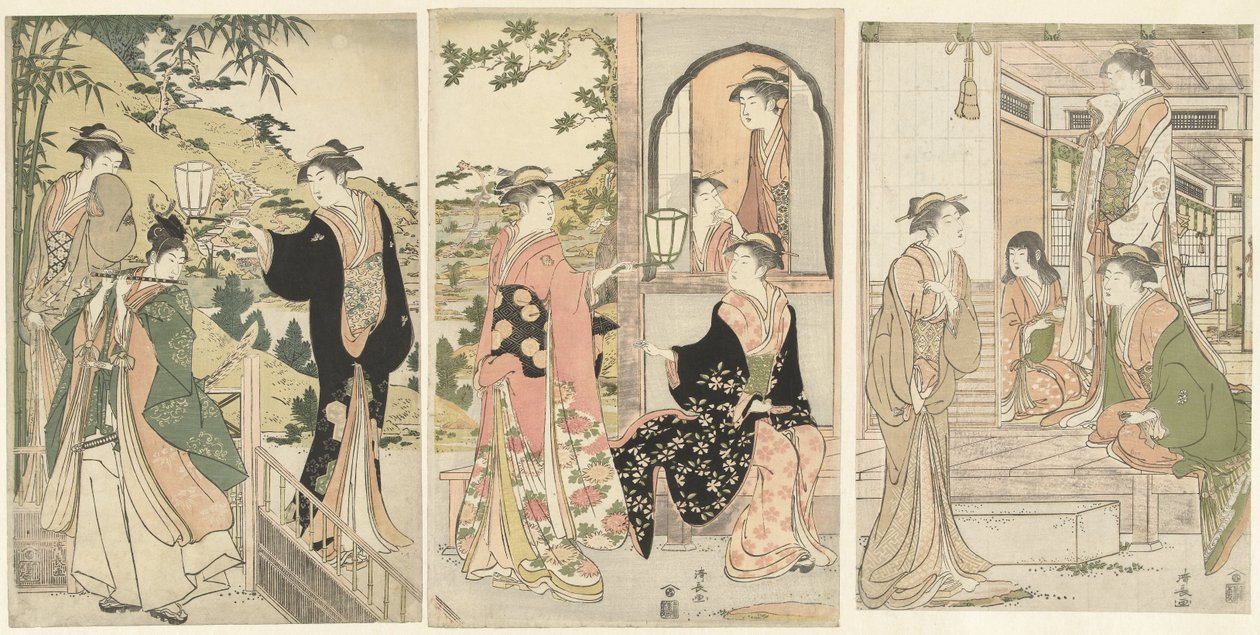 Yoshitsune serenata Joruri hime de Torii Kiyonaga
