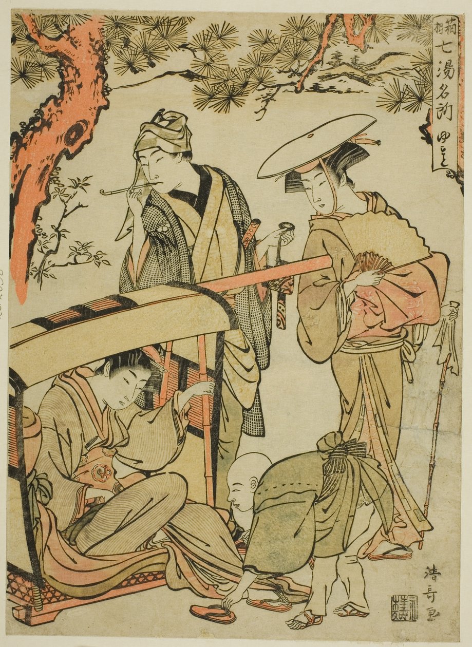 Yumoto, da série "Seven Famous Hot Springs of Hakone (Hakone shichito meisho)" de Torii Kiyonaga