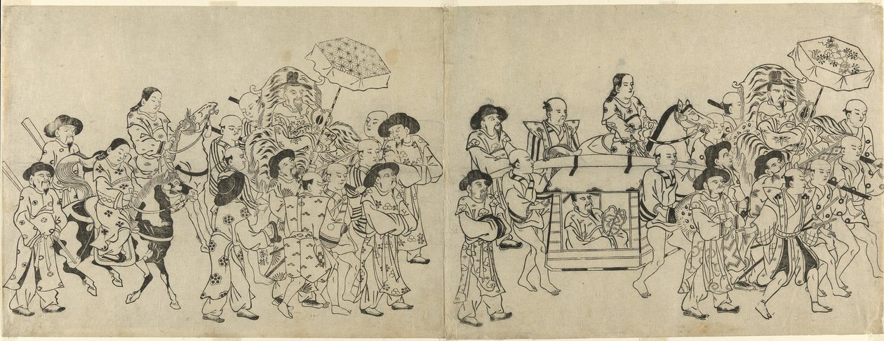 Chegada da Embaixada da Coreia a Edo de Torii Kiyonobu I