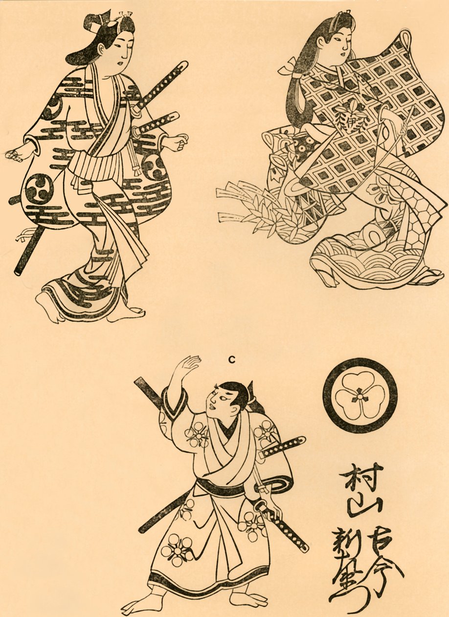 Três figuras, 1693, 1924. de Torii Kiyonobu I